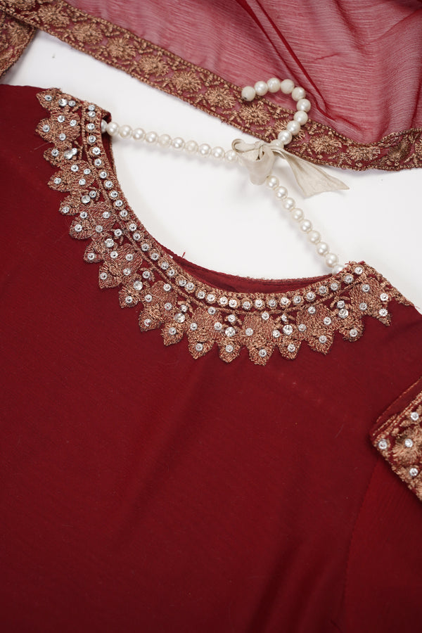 Mum and Me - Chiffon Budget Wear Suit with Chiffon Dupatta and Plazzo Bottoms - Ready to Wear