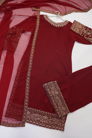 Mum and Me - Chiffon Budget Wear Suit with Chiffon Dupatta and Plazzo Bottoms - Ready to Wear
