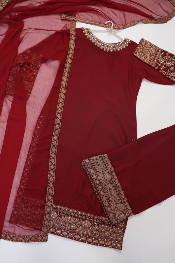Mum and Me - Chiffon Budget Wear Suit with Chiffon Dupatta and Plazzo Bottoms - Ready to Wear