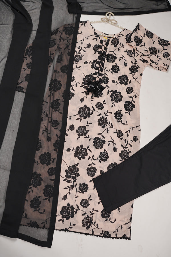 Rozi - Luxury Lawn Outfit With Chiffon Dupatta - Ready to Wear PD104