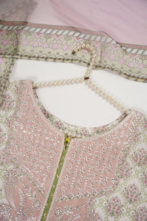 Rozi  - Embroidered Crepe Silk Outfit With Plazzo Bottoms and Dupatta - Ready to Wear SD526