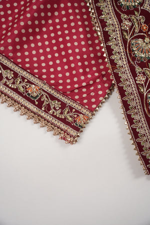 Rozi  - Embroidered Crepe Silk Outfit With Plazzo Bottoms and Dupatta - Ready to Wear SD527