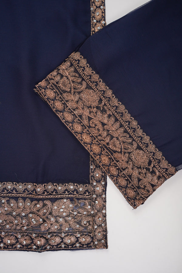 Mum and ME - Chiffon Budget Wear Suit with Chiffon Dupatta - Ready to Wear - Navy Blue