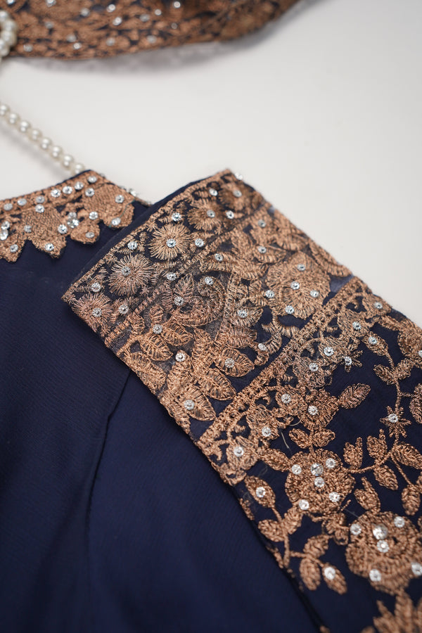 Mum and ME - Chiffon Budget Wear Suit with Chiffon Dupatta - Ready to Wear - Navy Blue