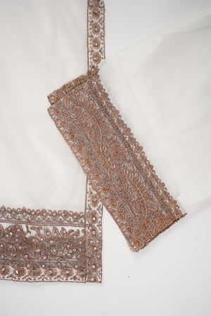 Mum and Me - Chiffon Budget Wear Suit with Chiffon Dupatta - Ready to Wear - White