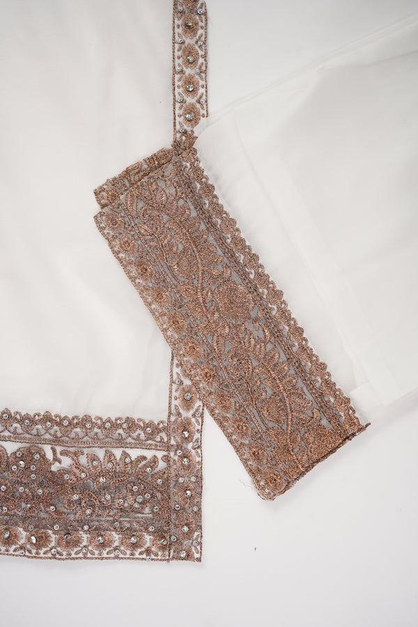 Mum and Me - Chiffon Budget Wear Suit with Chiffon Dupatta - Ready to Wear - White