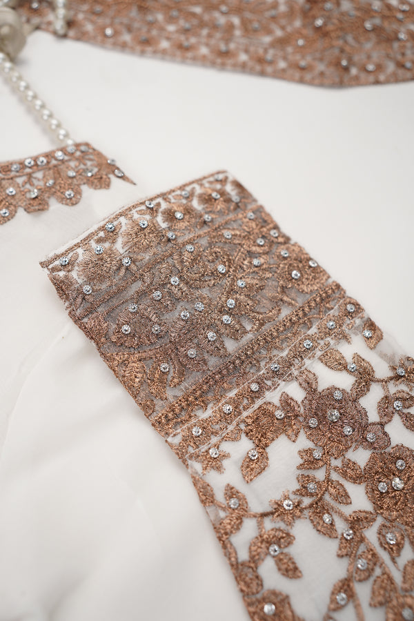 Mum and Me - Chiffon Budget Wear Suit with Chiffon Dupatta - Ready to Wear - White