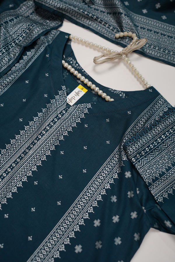 Rozi - Printed  cotton  Outfit With cotton Dupatta - Ready to Wear PD109