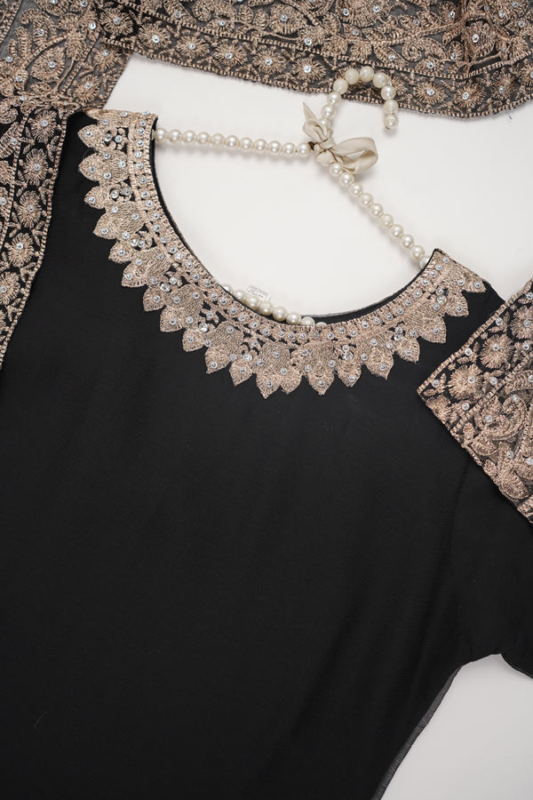 Chiffon Budget Wear Suit with Chiffon Dupatta - Ready to Wear - Black