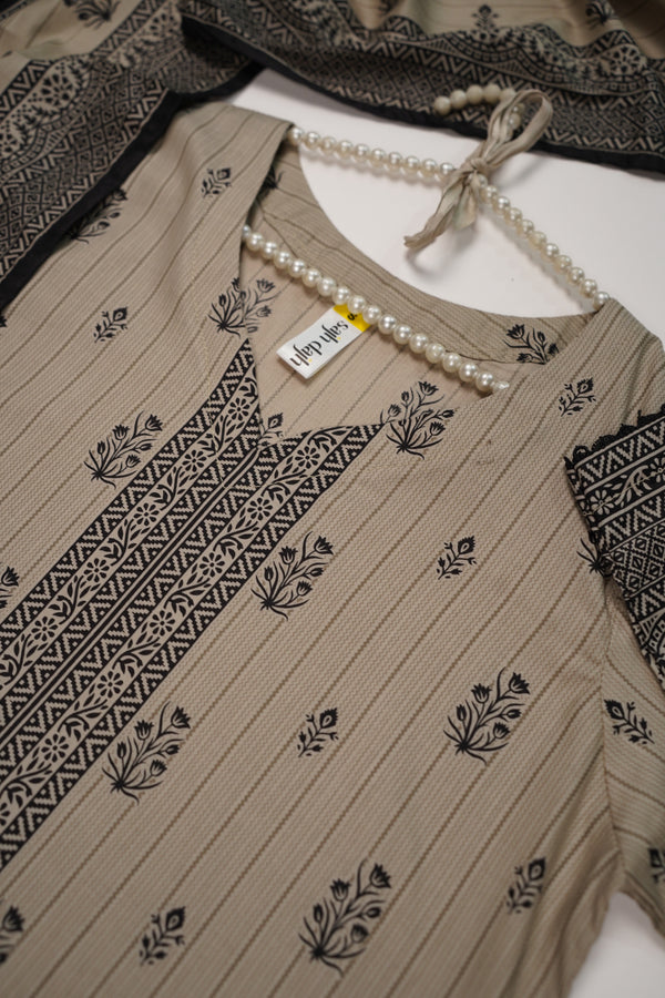 Rozi - Printed  cotton  Outfit With cotton Dupatta - Ready to Wear PD111