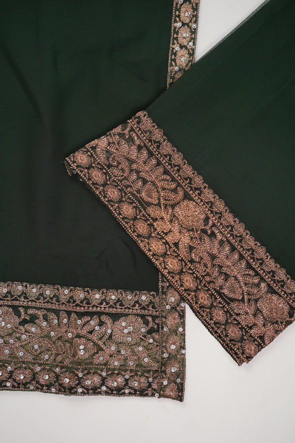 Mum and ME - Chiffon Budget Wear Suit with Chiffon Dupatta - Ready to Wear - Green