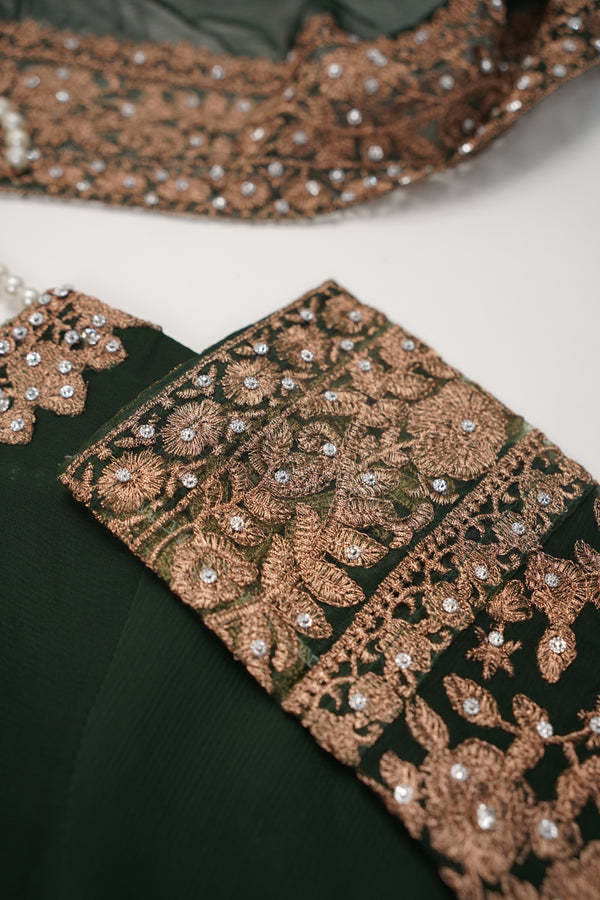 Mum and ME - Chiffon Budget Wear Suit with Chiffon Dupatta - Ready to Wear - Green