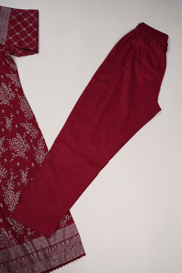 Rozi - Printed  cotton  Outfit With cotton Dupatta - Ready to Wear PD112