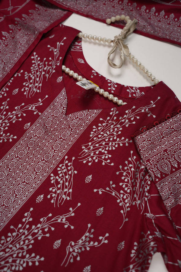 Rozi - Printed  cotton  Outfit With cotton Dupatta - Ready to Wear PD112