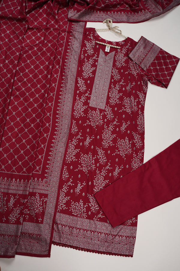 Rozi - Printed  cotton  Outfit With cotton Dupatta - Ready to Wear PD112