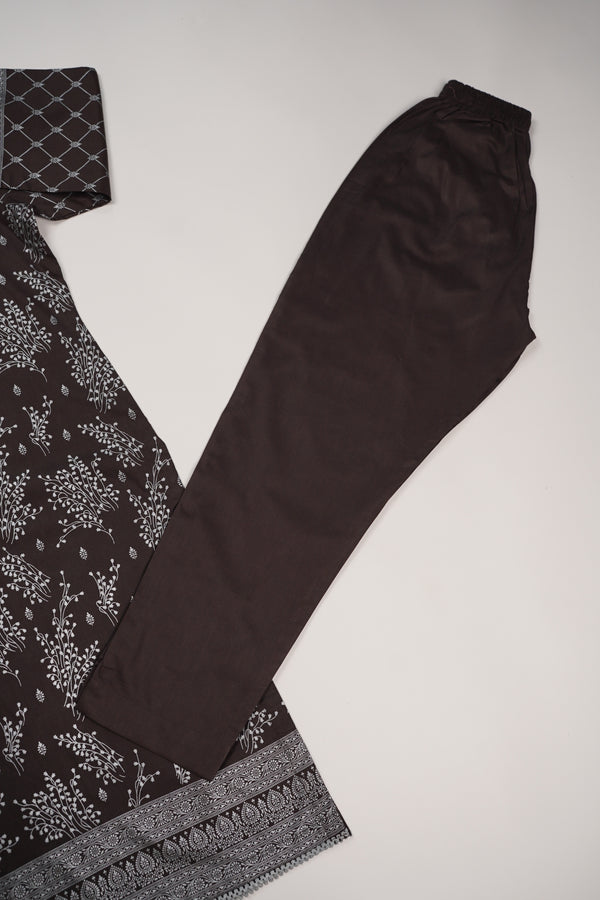 Rozi - Printed  cotton  Outfit With cotton Dupatta - Ready to Wear PD115 BR