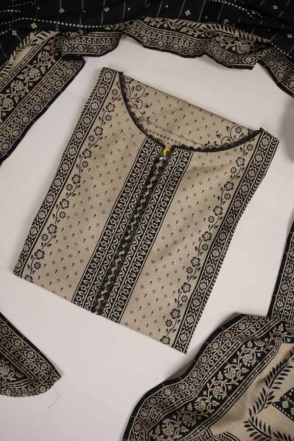 Rozi - Exclusive Khaddar Outfit with  Shawl - Ready to Wear - PD185
