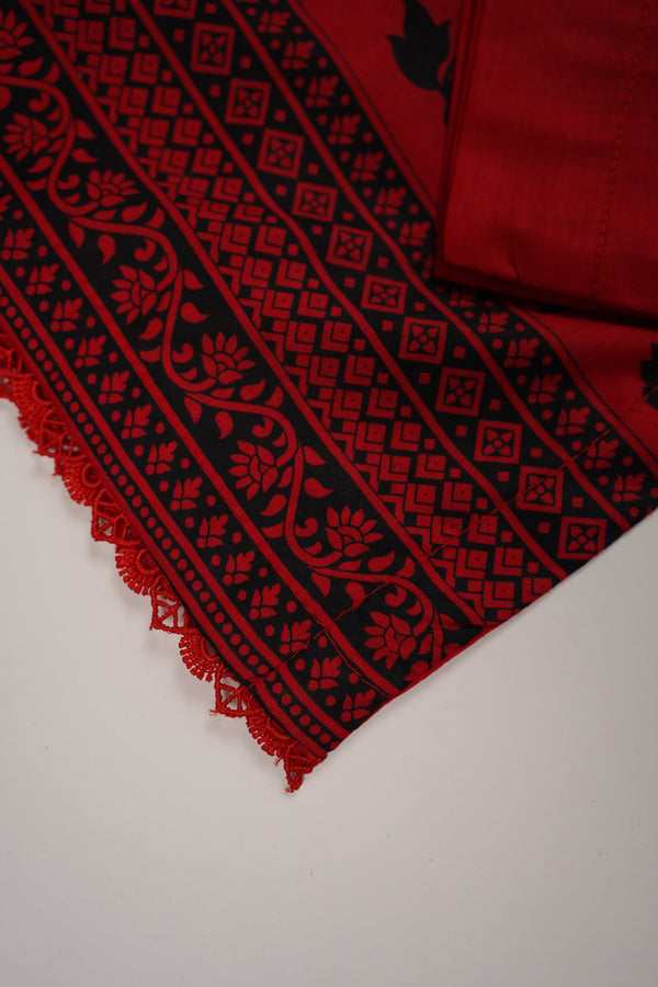 Rozi - Printed  cotton  Outfit With cotton Dupatta- Ready to Wear PD114