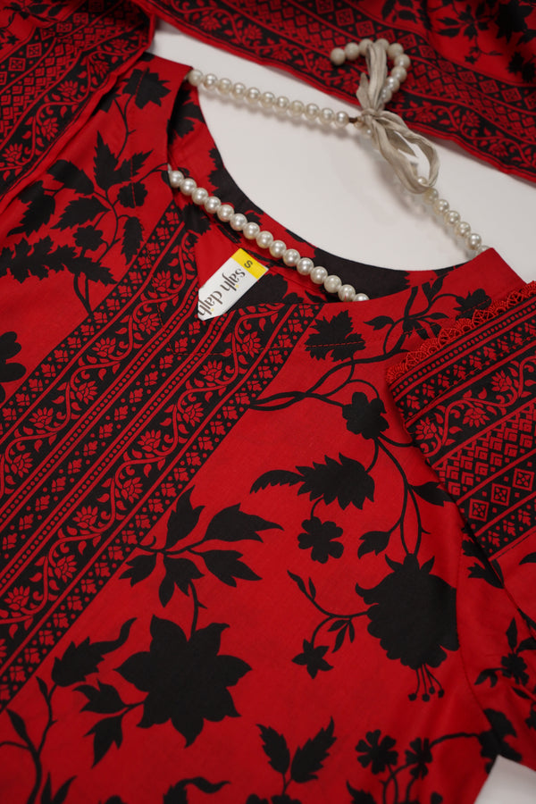 Rozi - Printed  cotton  Outfit With cotton Dupatta- Ready to Wear PD114
