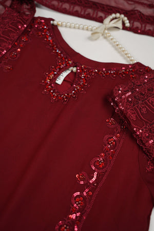Husan e Jahan - Luxury Chiffon Outfit with Chiffon Dupatta - Ready to Wear  - SB-HEJREDV202