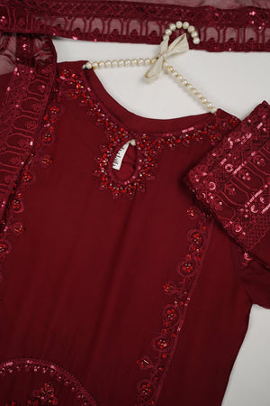 Husan e Jahan - Luxury Chiffon Outfit with Chiffon Dupatta - Ready to Wear  - SB-HEJREDV202