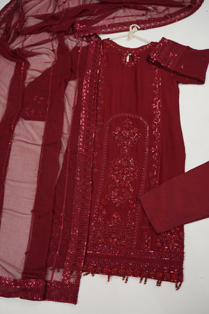 Husan e Jahan - Luxury Chiffon Outfit with Chiffon Dupatta - Ready to Wear  - SB-HEJREDV202