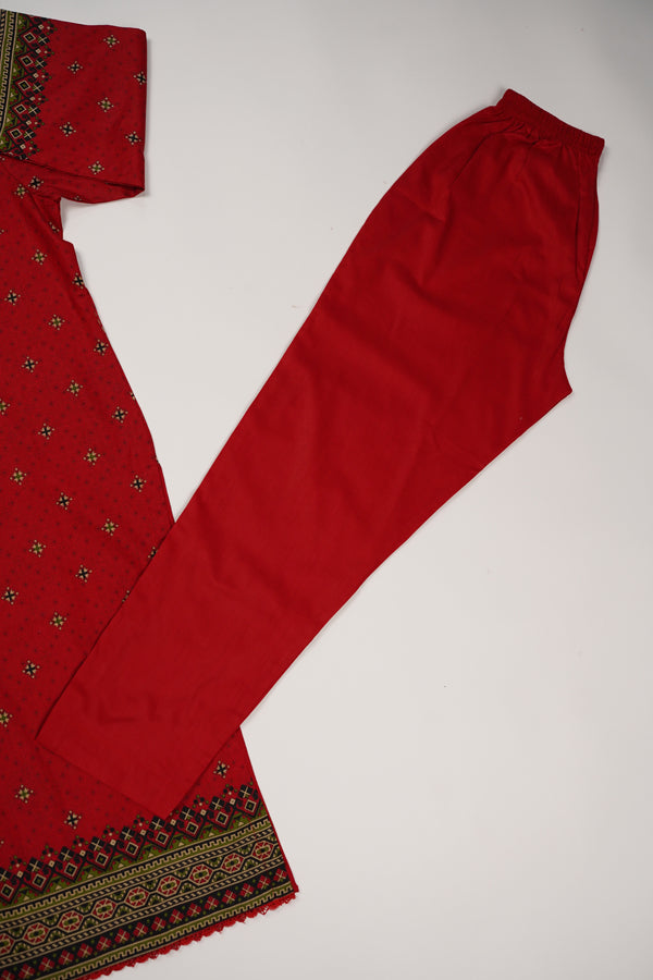 Rozi - Printed  cotton  Outfit With cotton Dupatta - Ready to Wear PD107