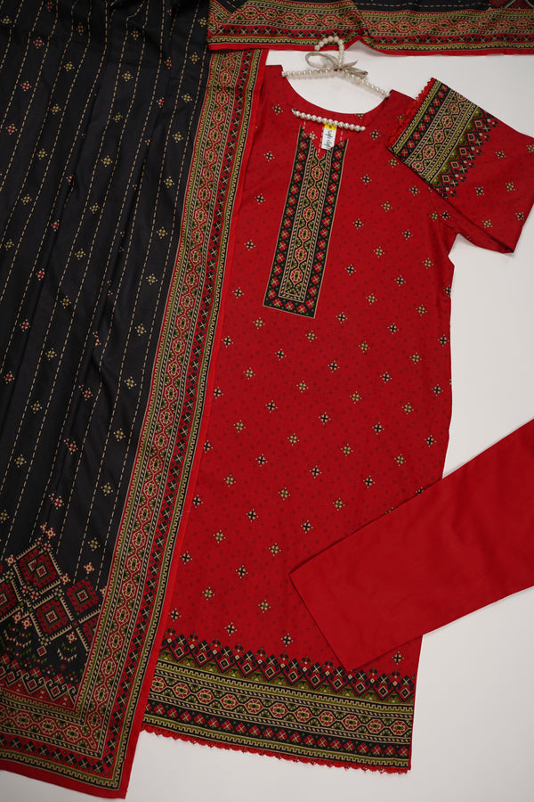 Rozi - Printed  cotton  Outfit With cotton Dupatta - Ready to Wear PD107