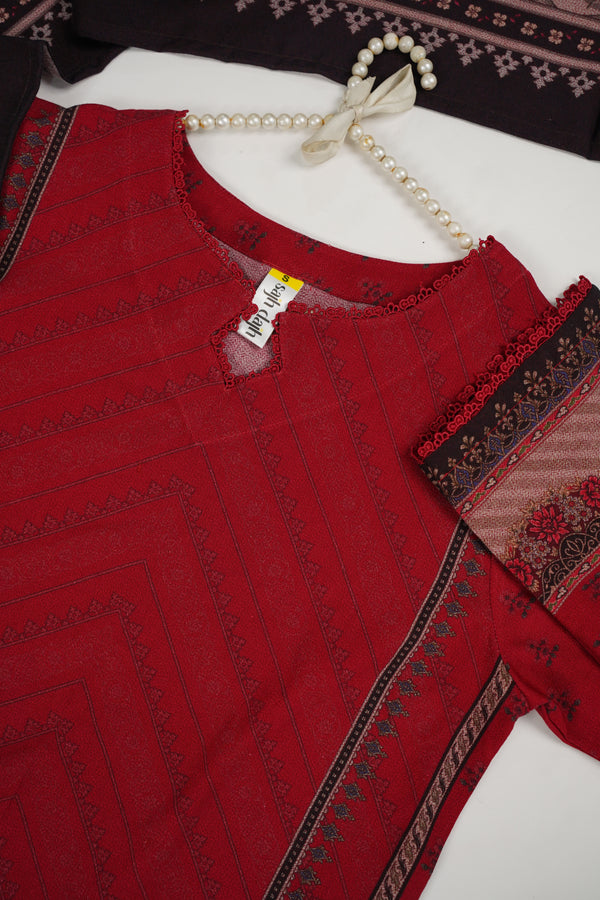 Rozi - Exclusive Dhanak Outfit with Shawl - Ready to Wear - Warm Fabric