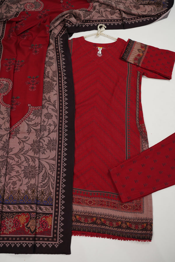 Rozi - Exclusive Dhanak Outfit with Shawl - Ready to Wear - Warm Fabric