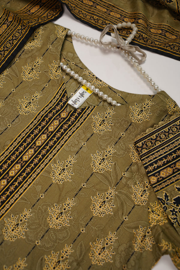 Rozi - Printed  cotton  Outfit With cotton Dupatta - Ready to Wear PD108