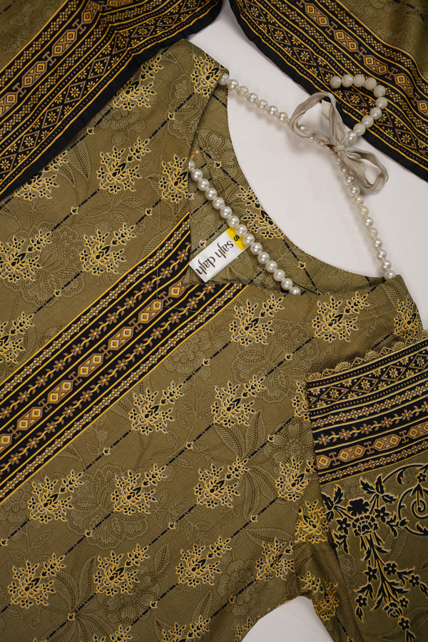Rozi - Printed  cotton  Outfit With cotton Dupatta - Ready to Wear PD108