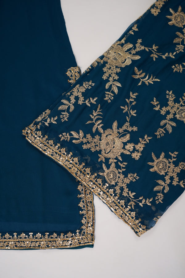 Chiffon Outfit with Chiffon Dupatta and Plazzo  - Ready to Wear-SD303