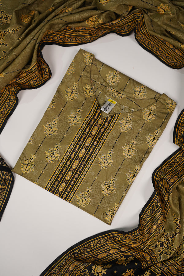 Rozi - Printed  cotton  Outfit With cotton Dupatta - Ready to Wear PD108