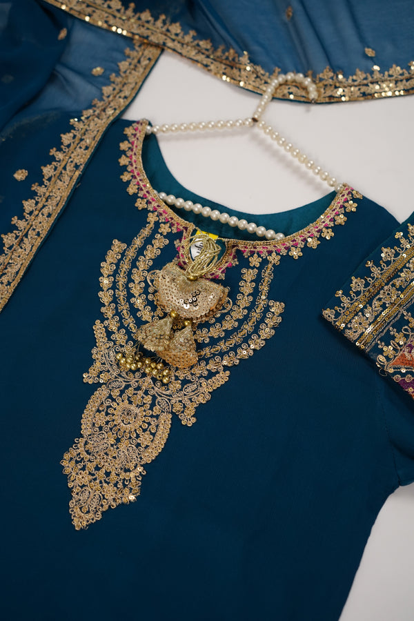 Chiffon Outfit with Chiffon Dupatta and Plazzo  - Ready to Wear-SD303