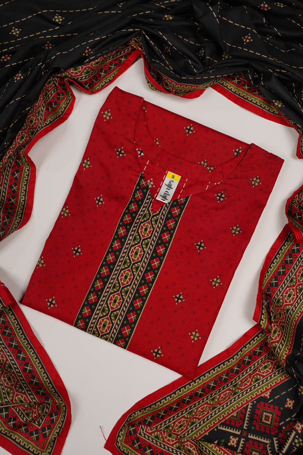 Rozi - Printed  cotton  Outfit With cotton Dupatta - Ready to Wear PD107