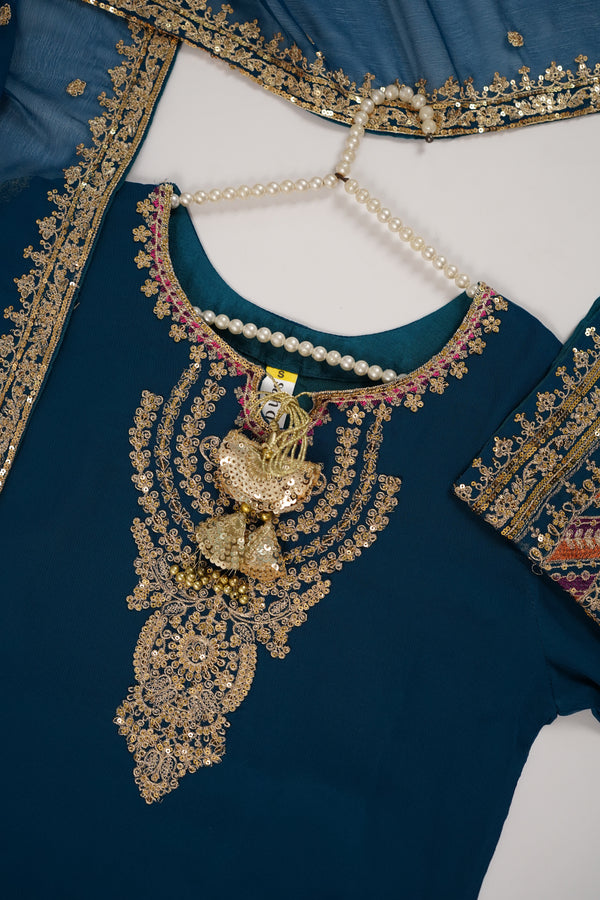 Chiffon Outfit with Chiffon Dupatta and Plazzo  - Ready to Wear-SD303