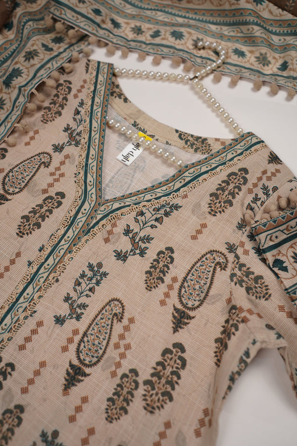 Rozi - Exclusive Khaddar Outfit with  Shawl - Ready to Wear - PD189