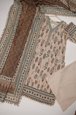 Rozi - Exclusive Khaddar Outfit with  Shawl - Ready to Wear - SB189
