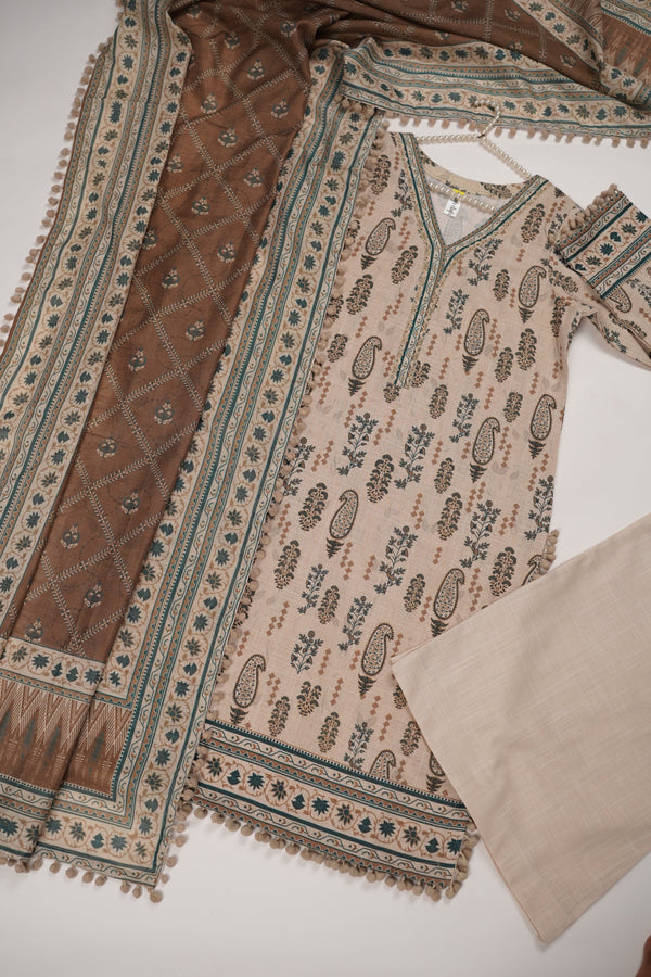 Rozi - Exclusive Khaddar Outfit with  Shawl - Ready to Wear - PD189