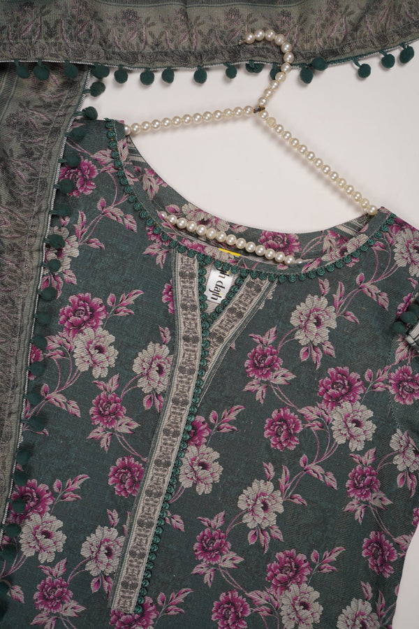 Rozi - Exclusive Khaddar Outfit with  Shawl - Ready to Wear - PD188