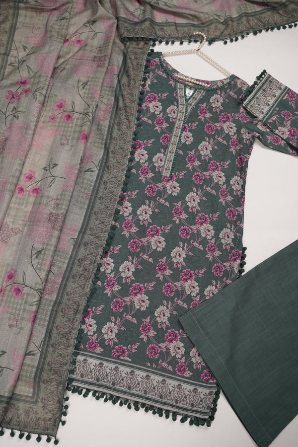 Rozi - Exclusive Khaddar Outfit with  Shawl - Ready to Wear - PD188