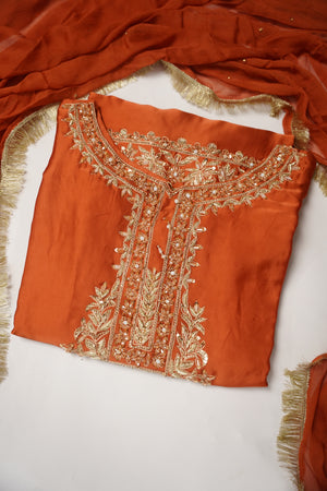 Khaas - Luxury Shamoze Silk Outfit - Hand Work - Ready to Wear SD480