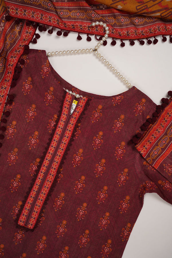Rozi - Exclusive Khaddar Outfit with  Shawl - Ready to Wear - PD191