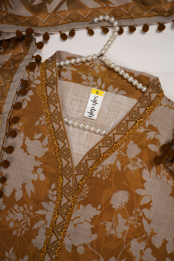 Rozi - Exclusive Khaddar Outfit with  Shawl - Ready to Wear - PD190