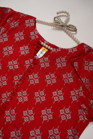 Rozi - Printed  cotton  Outfit - Ready to Wear PD121 red