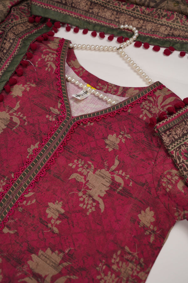 Rozi - Exclusive Khaddar Outfit with  Shawl - Ready to Wear - PD192