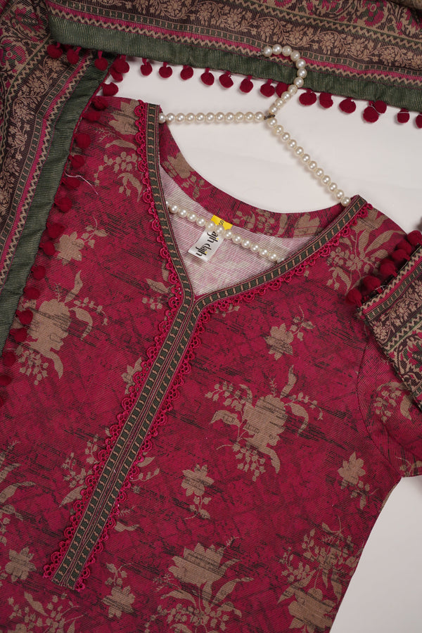 Rozi - Exclusive Khaddar Outfit with  Shawl - Ready to Wear - PD192