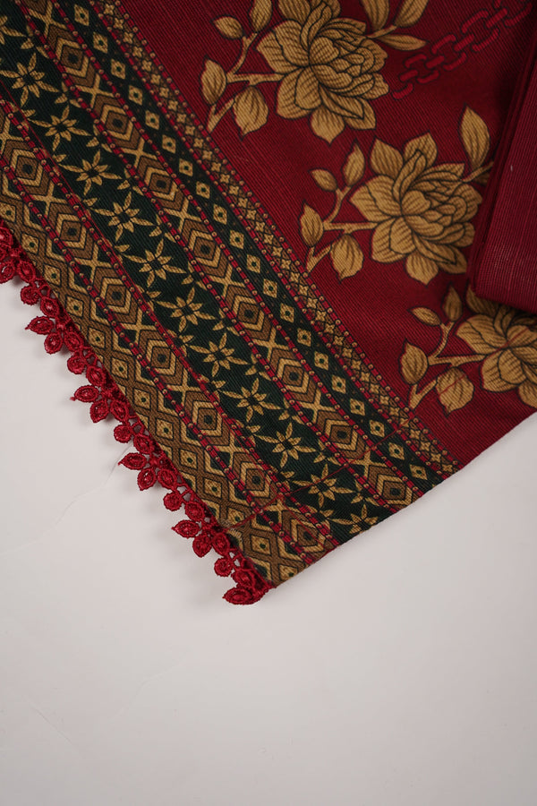 Rozi - Exclusive Khaddar Outfit with  Shawl - Ready to Wear - PD187