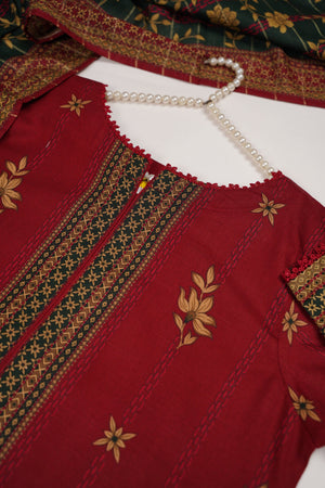 Rozi - Exclusive Khaddar Outfit with  Shawl - Ready to Wear - PD187-SB